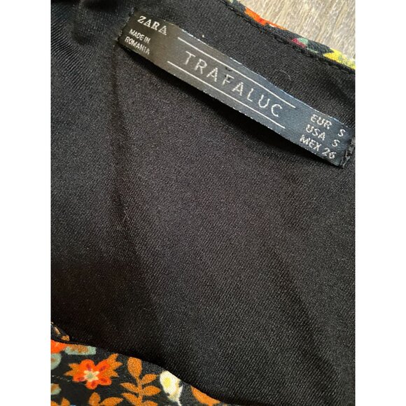 Zara Trafaluc Floral Button Front Romper Black Long Sleeve Size S Boho - Picture 8 of 9